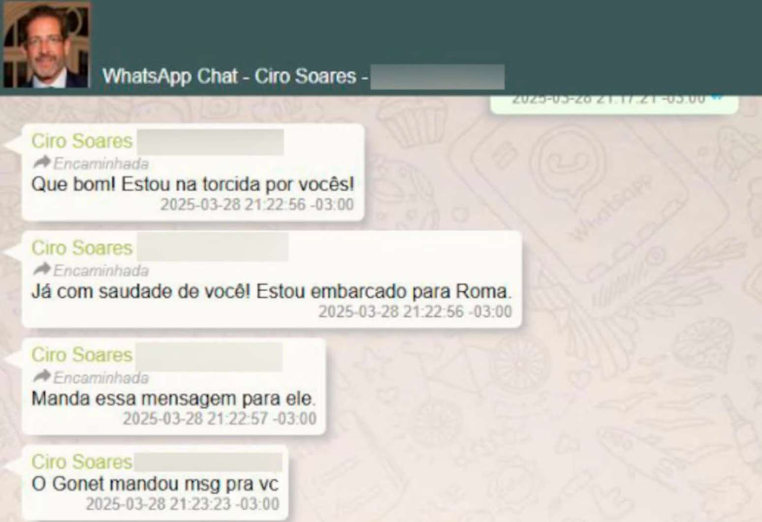 O procurador-geral da república, Paulo Gonet disse em mensagens que estava com saudade de Daniel Vorcaro, dono do Banco master