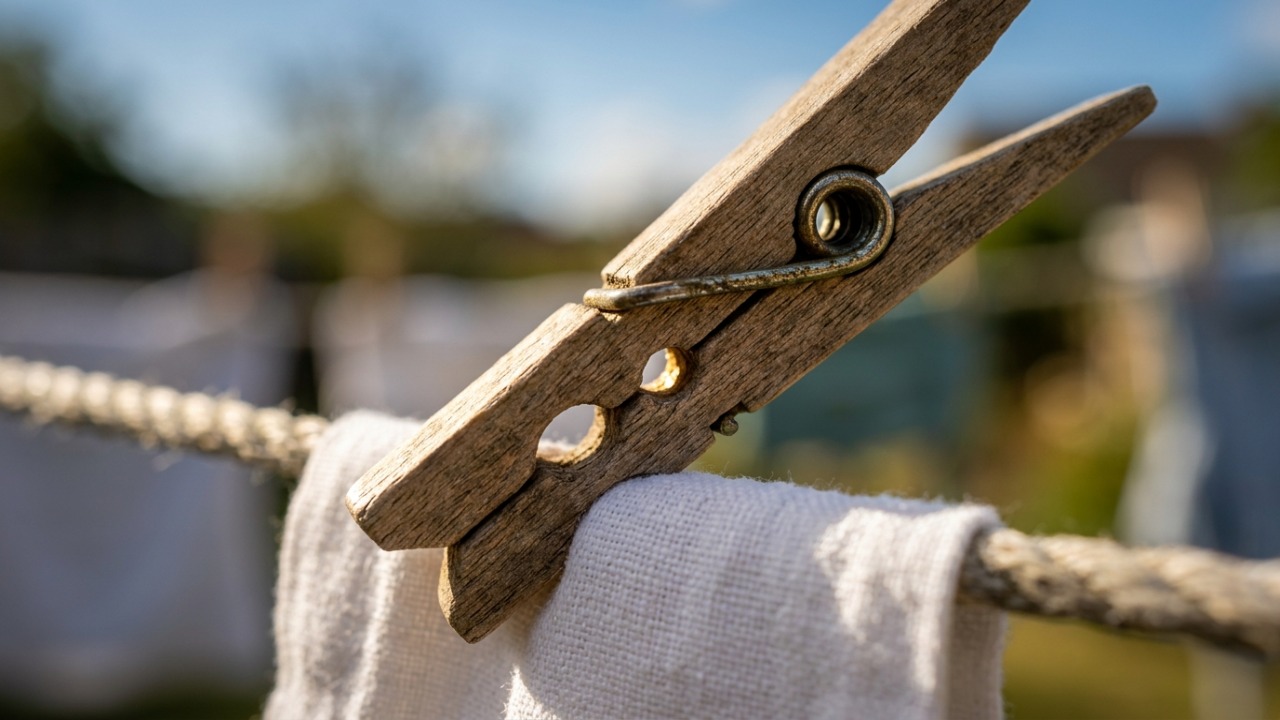 Para que serve o segundo furo do pregador de roupa e por que os dois têm tamanhos diferentes: um segura o varal, o outro segura o tecido grosso