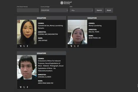 Terceira singapurense adicionada à lista de 'piores do pior' criminosos dos EUA por coagir mulheres a se prostituírem