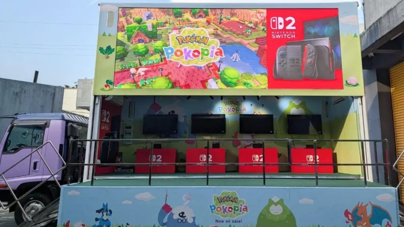 Pokémon Truck Metro Manila tour demo stations running Pokémon Pokopia on Nintendo Switch 2