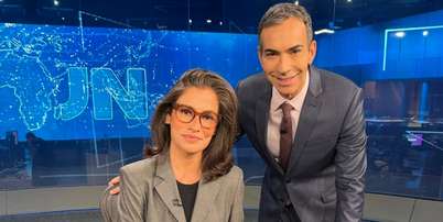 Os âncoras do 'Jornal Nacional', Renata Vasconcellos e César Tralli Foto: Reprodução
