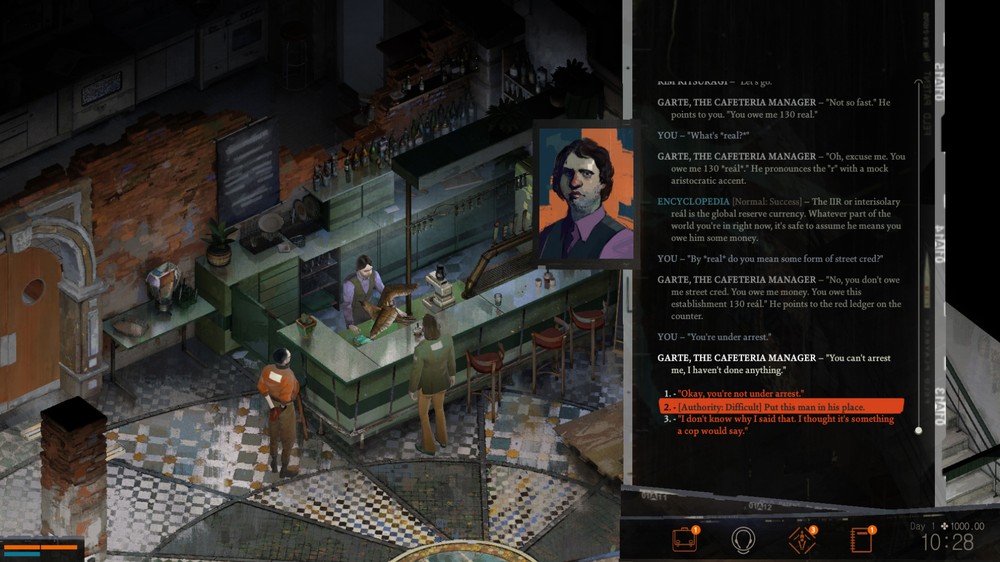Disco Elysium é um jogo com uma proposta diferente e uma história muito bem construída — Foto: Reprodução/Steam