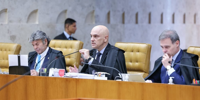Na imagem, da esquerda para a direita, os ministros: Luiz Fux, Alexandre de Moraes e André Mendonça Foto: Antonio Augusto/STF