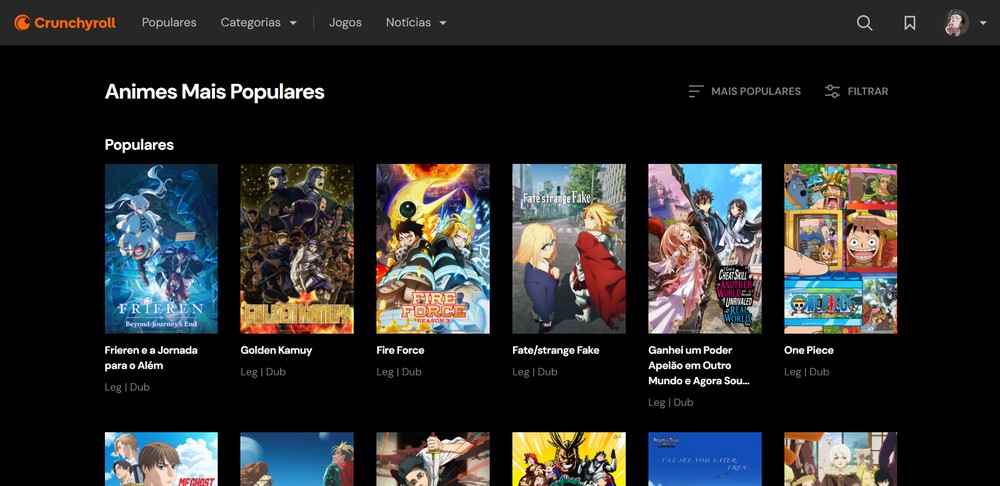 Crunchyroll é boa opção para fãs de anime — Foto: Reprodução/Róbson Martins