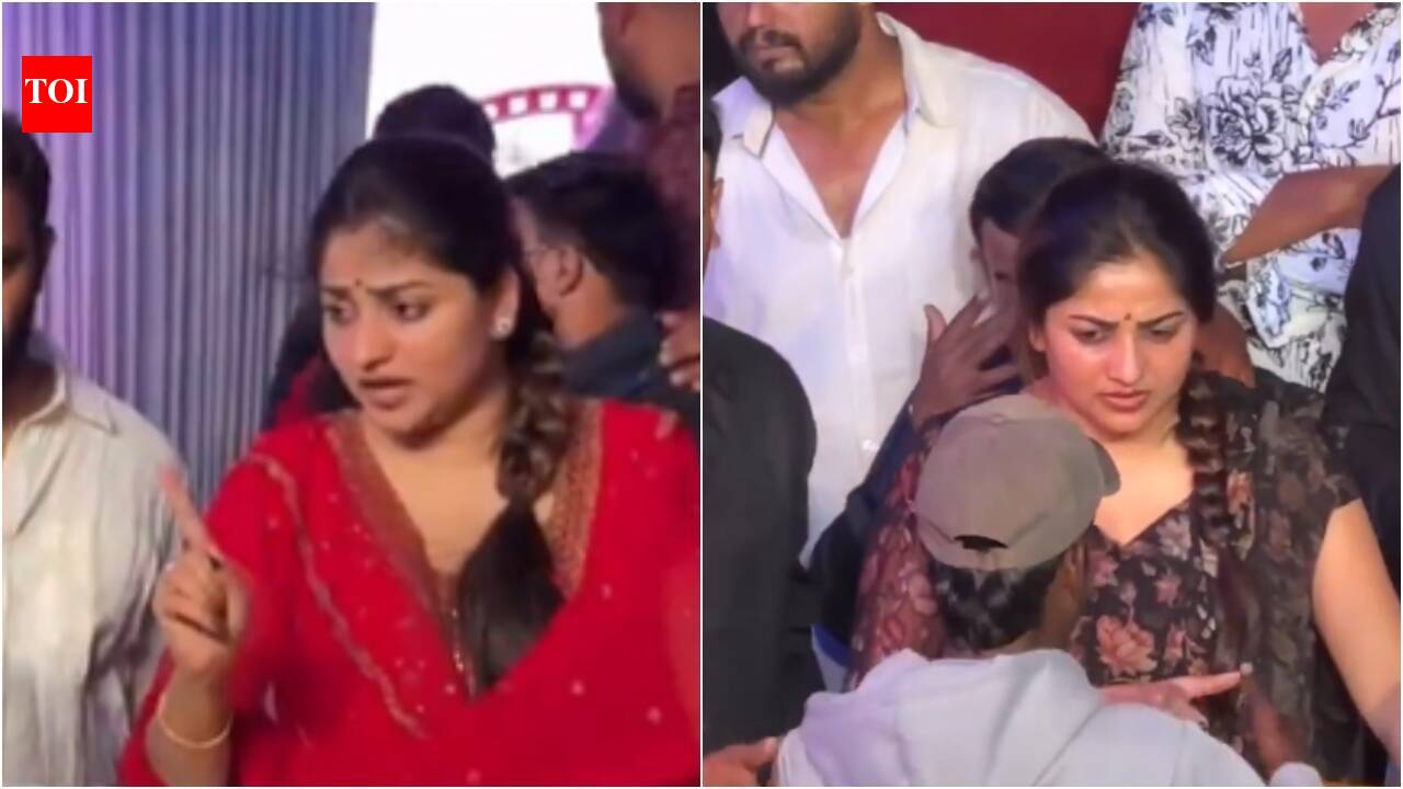 Rachita Ram parece chocada enquanto um fã puxa sua bochecha após uma selfie; interação de aniversário fora da residência em Bengaluru gera debate; Netizens REACT