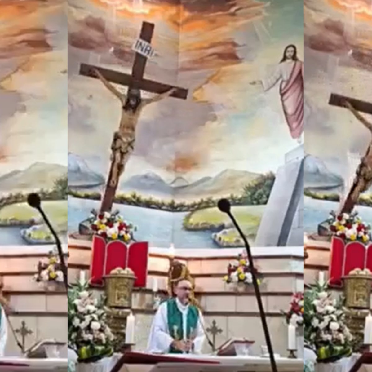Padre morre após ser atingido por cruz em missa transmitida ao vivo