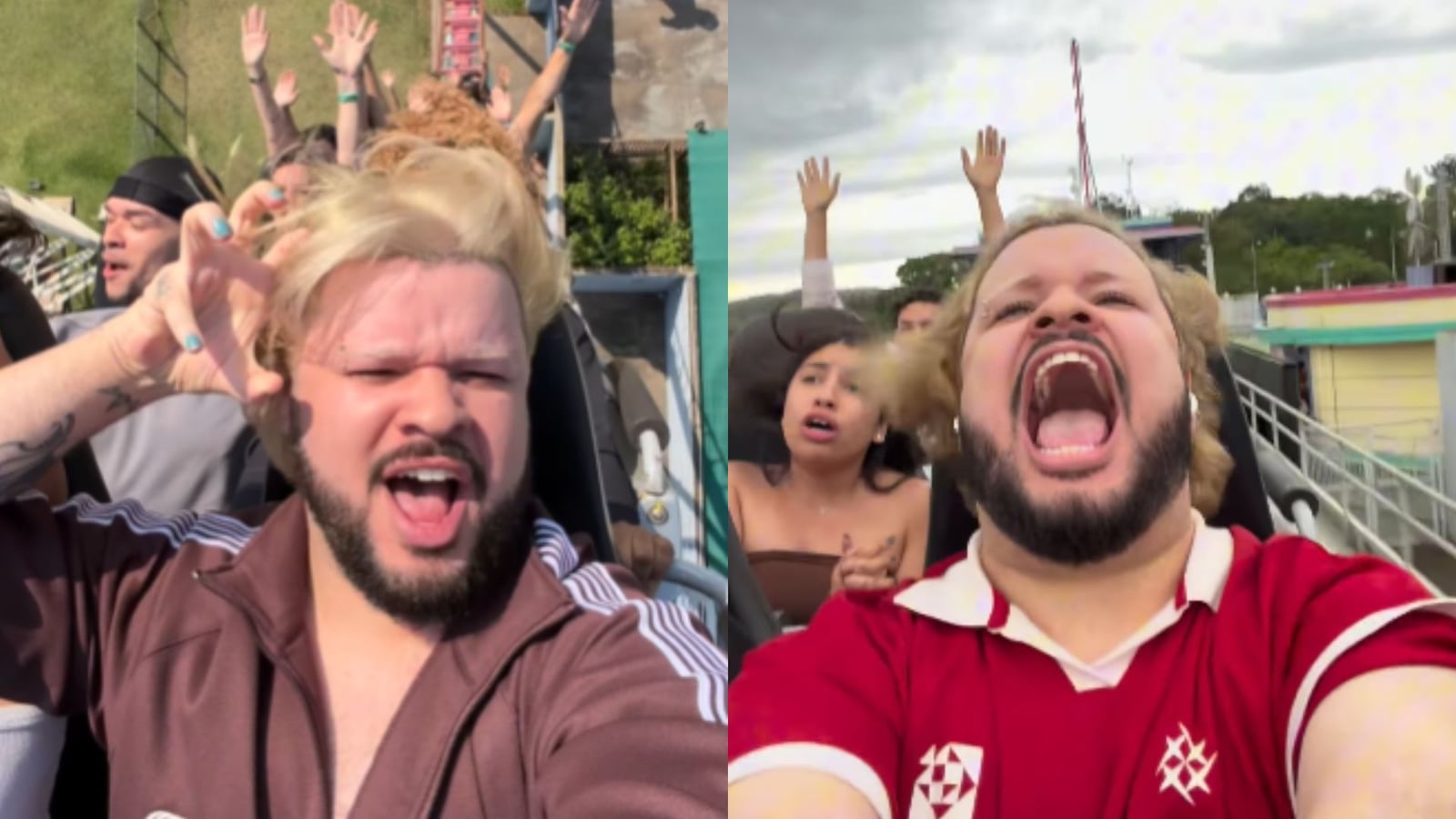 Boy Marinho é notado pelas donas das músicas que dubla em montanha-russa Reprodução/Instagram/@boymarinho